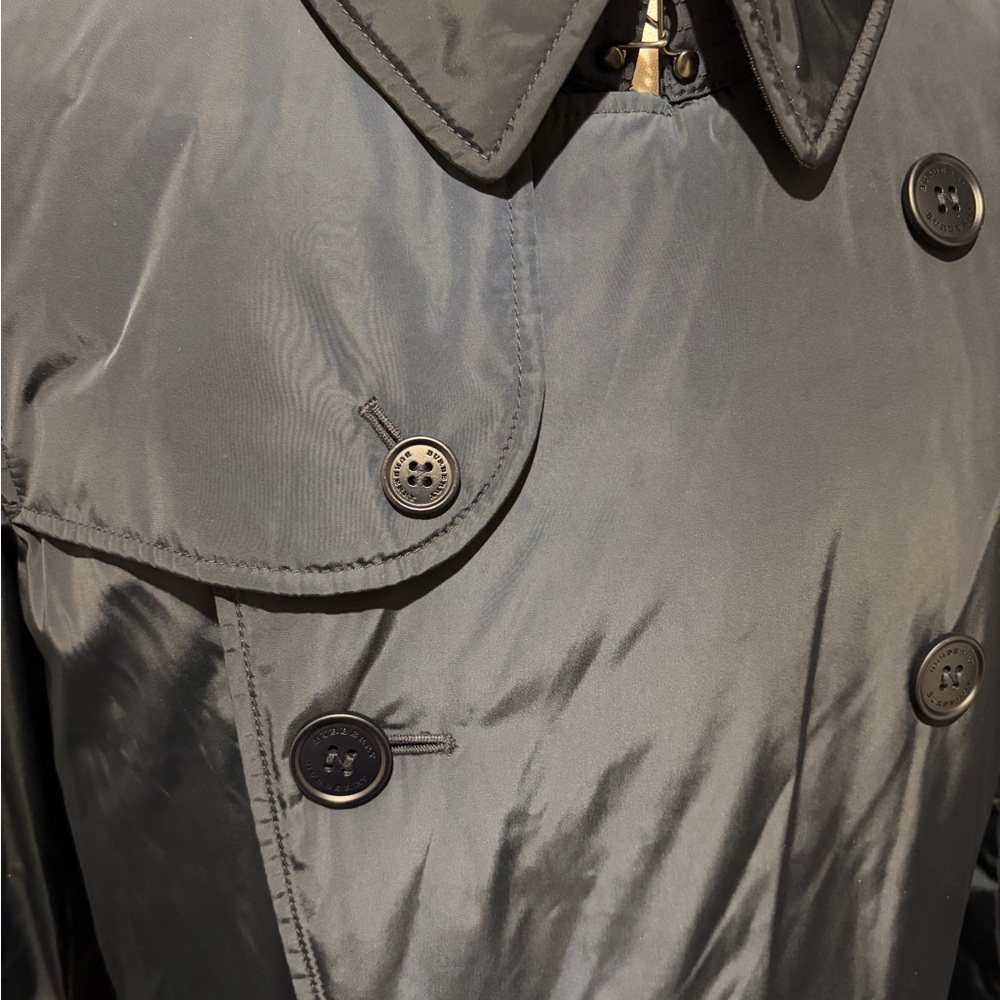Burberry Men's Navy Blue Trench Coat Classic Luxury Raincoat Size 40 - Picture 4 of 10